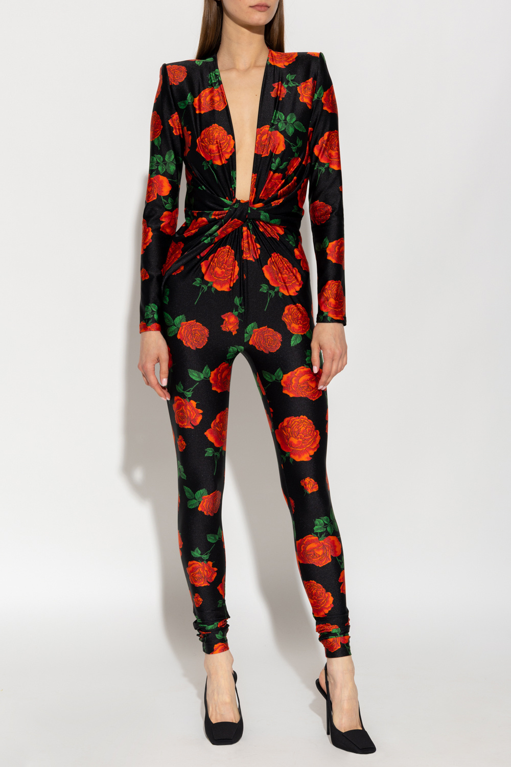 Jumpsuit with floral motif Saint Laurent - Женский черный